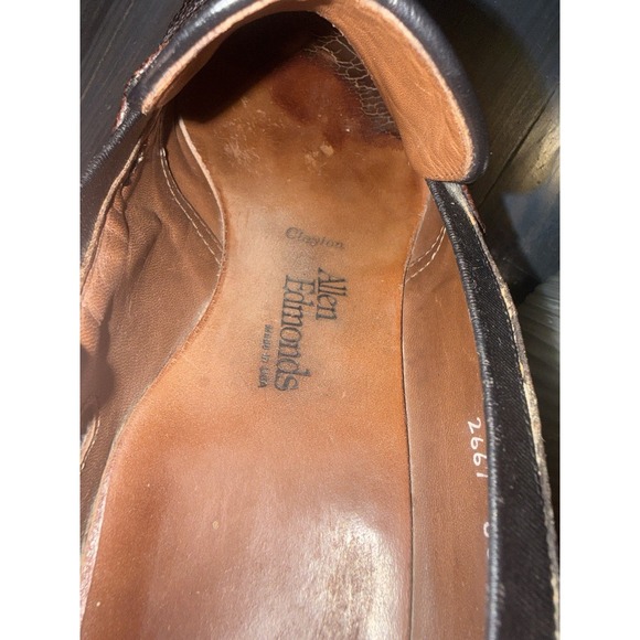 Allen Edmonds Clayton Men Brown  Loafers Exotic Lizard Skin Tassel Shoes 9D $695 - Picture 9 of 10